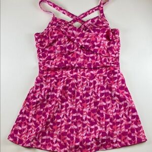 d&co Beach Pink Swim Dress One Piece Ruched Size 12 Women’s